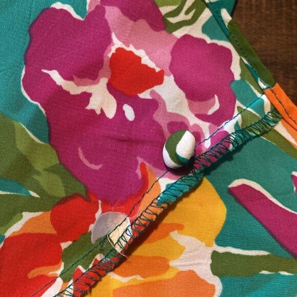 Vintage Gold Label Victoria's Secret Green Floral Top Medium - Picture 7 of 8